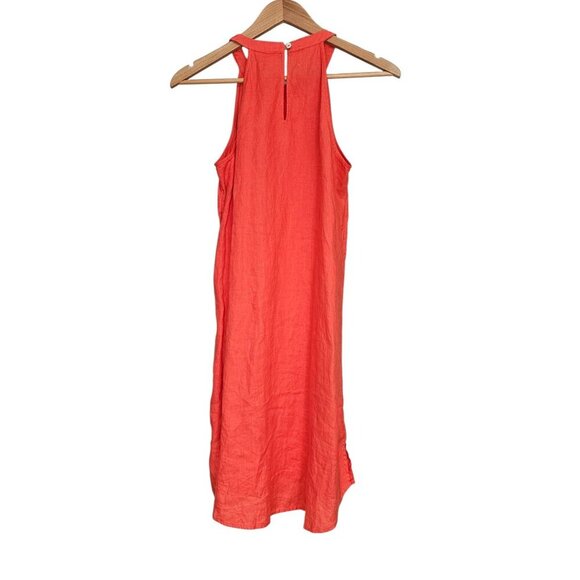 Women's - Sigrid Olsen Orange Linen Sleeveless Dress, Size Small - Picture 7 of 9